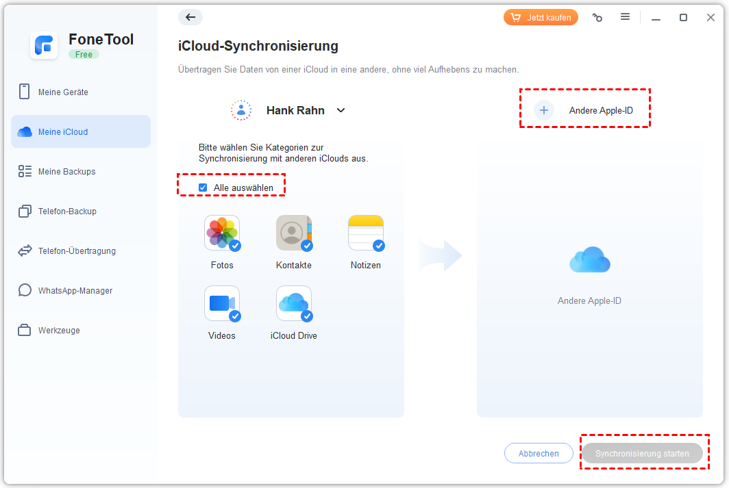 PC to iPhone Start Transfer