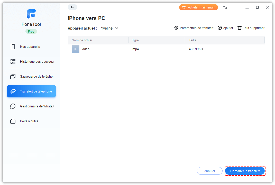 iPhone to PC Start Transfer