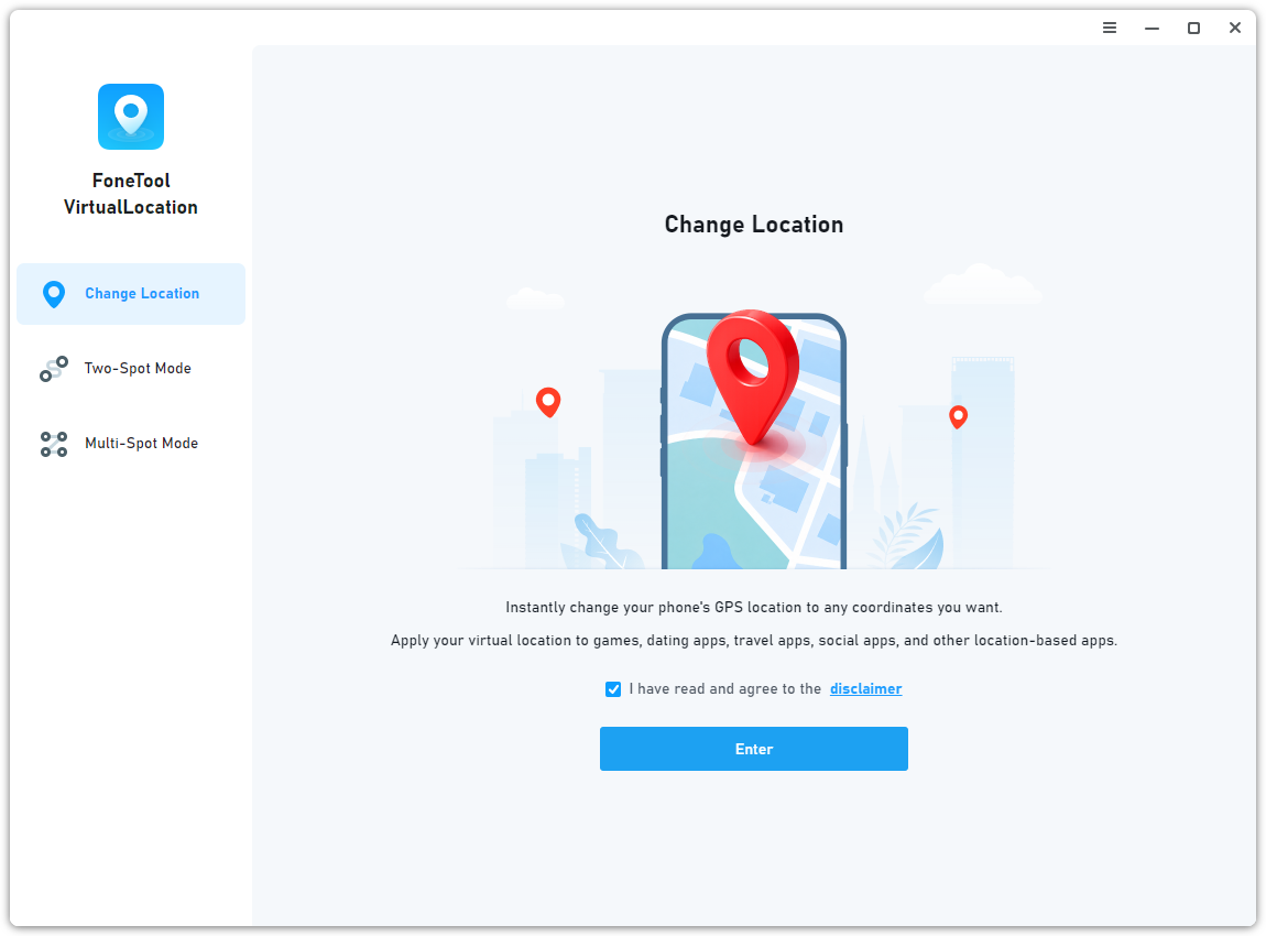 FoneTool VirtualLocation Change Location mode interface
