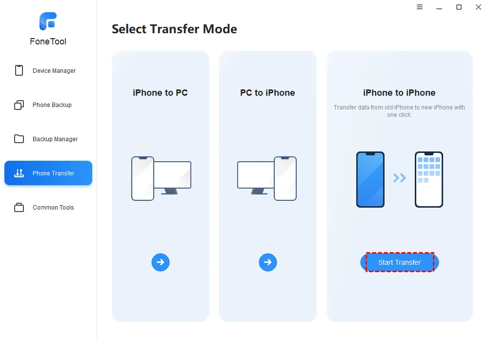 FoneTool Transfer iPhone Data to iPhone Step 2
