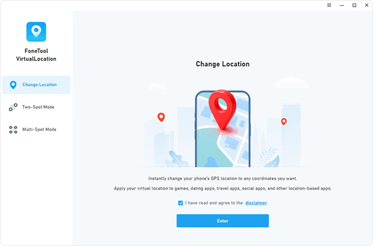 FoneTool VirtualLocation Change Location mode interface