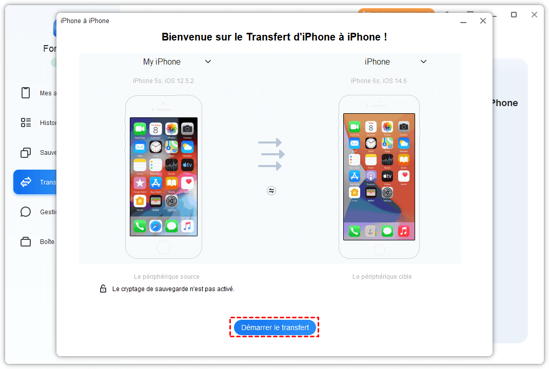 Transfert d'iPhone 5S vers iPhone 6S