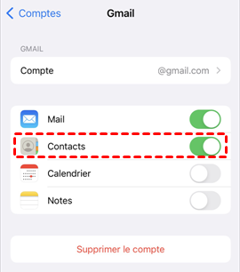 Activer la synchronisation iCloud sur Gmail