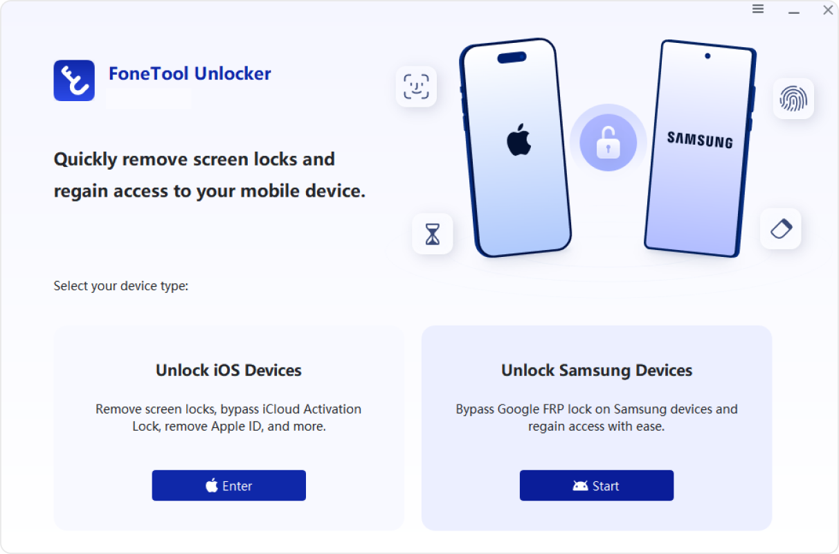 FoneTool Unlocker step 1 screen