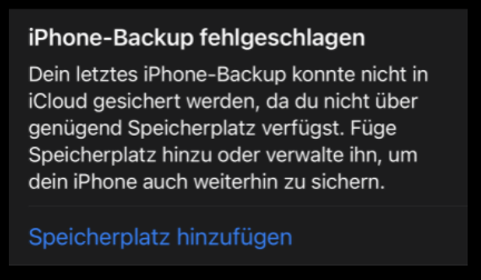 iPhone-Backup fehlgeschlagen