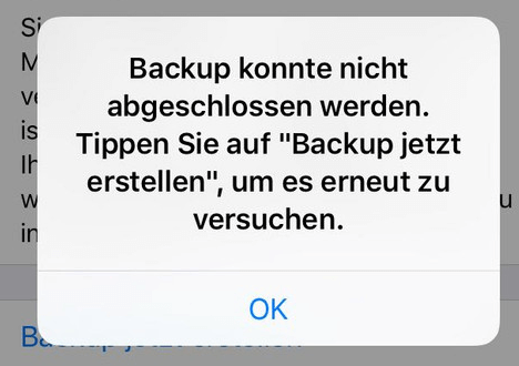 Backup nicht