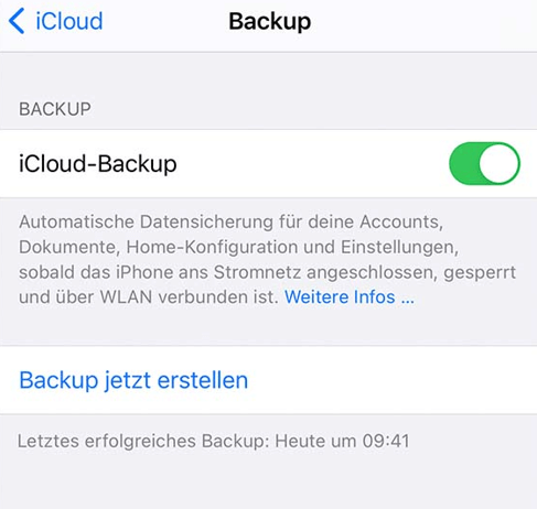 iCloud-Backup deaktivieren
