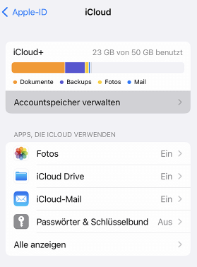 iCloud-Speicher