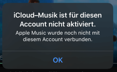 iCloud Musik ist für diesen Account nicht aktiviert