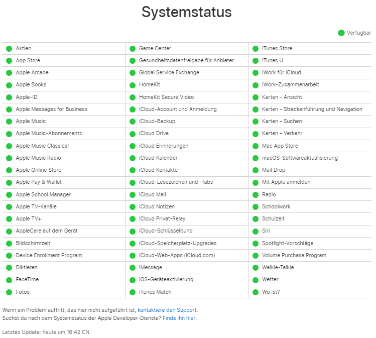 Apple Systemstatus