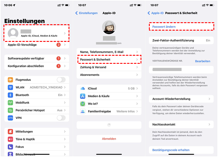 Apple ID Passwort ändern auf dem iPhone