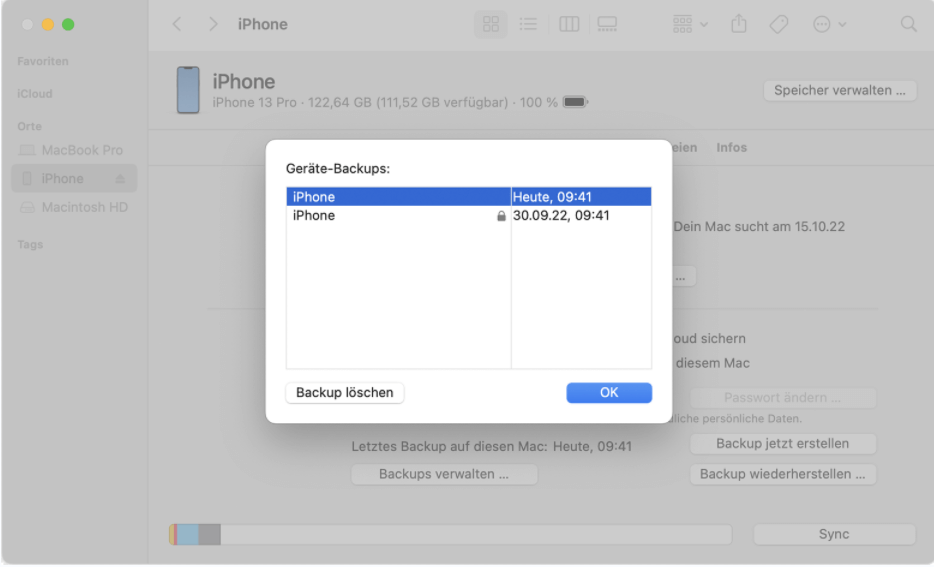 Backup in Mac ändern