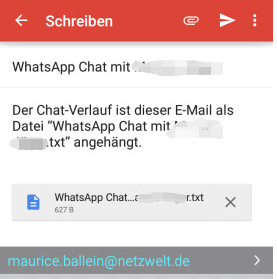 WhatsApp-Chats per E-Mail senden
