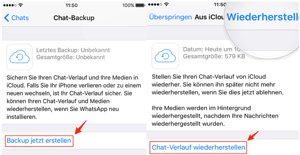WhatsApp aus iCloud wiederherzustellen