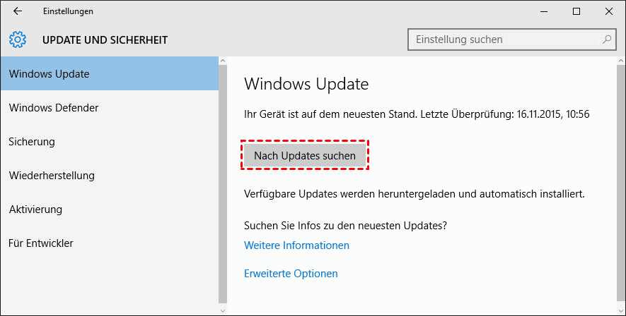 Nach Updates suchen unter Windows-PC