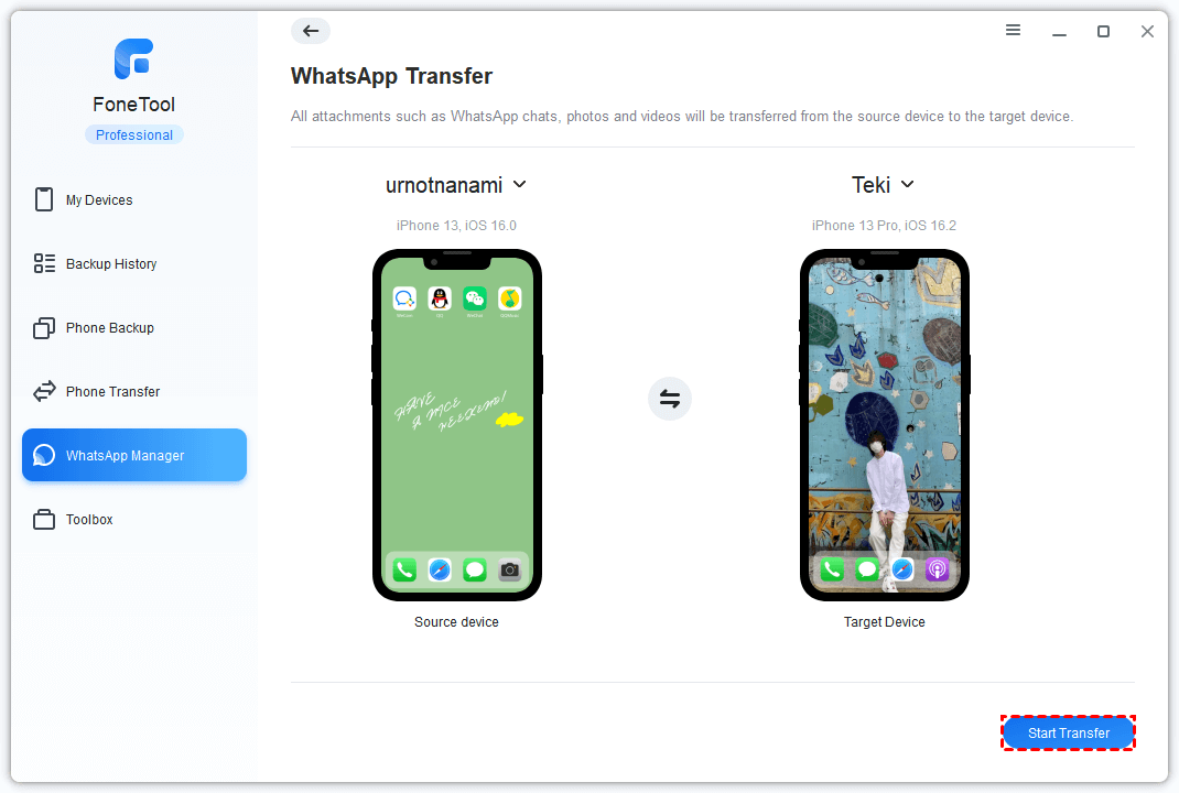 Transfer WhatsApp between iPhones