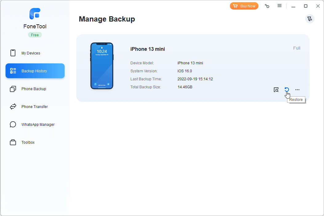 restore iPhone backup