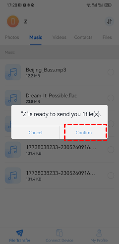 how to transfer music from android to android