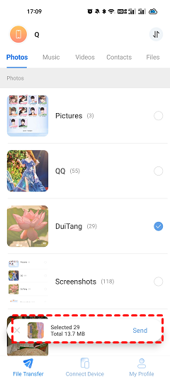 share files from android to iphone