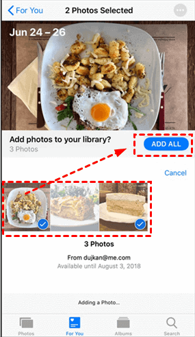 Select Photos to Camera Roll