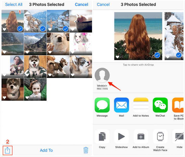transfer photos from iPhone to iPad via AirDrop