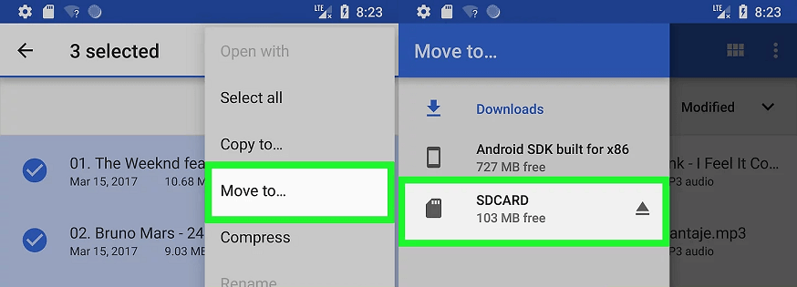 copy music to sd card