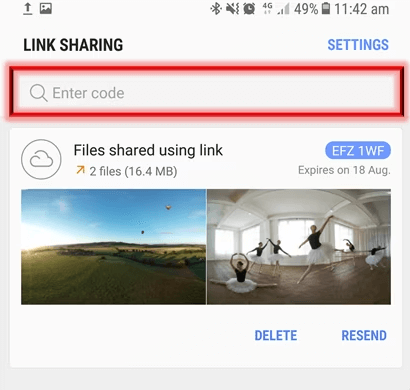 enter link sharing code