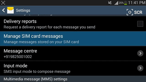 manage sim card message