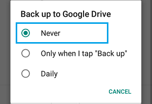 never backup WhatsApp to Google Drive