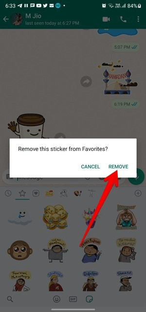 remove sticker from favorites