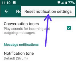 reset notification settings