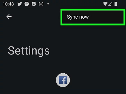 sync now facebook