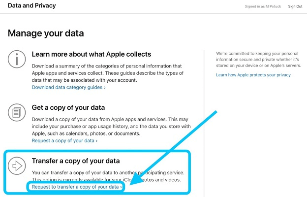 apple privacy page