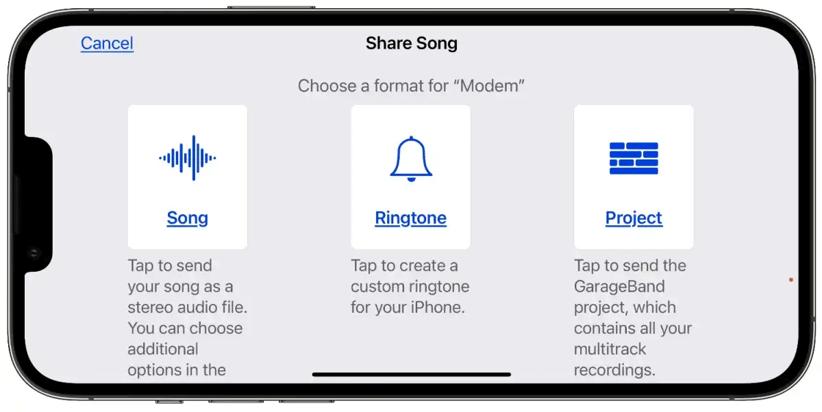 share songs in garageband