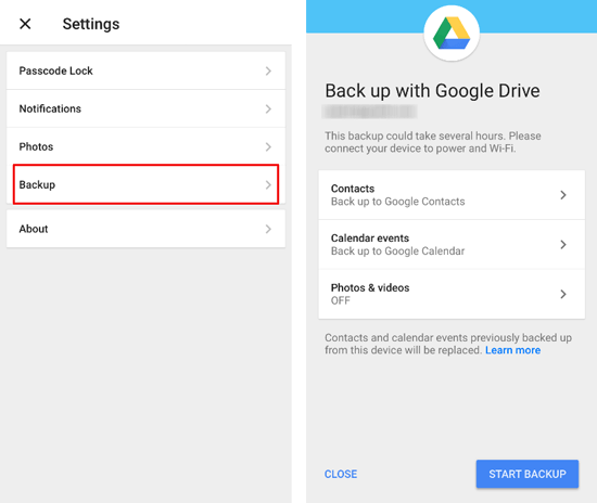 Backup iPhone to Google Drive