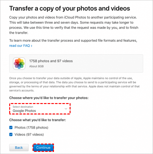 Transfer Photos from iCloud to Google Photos