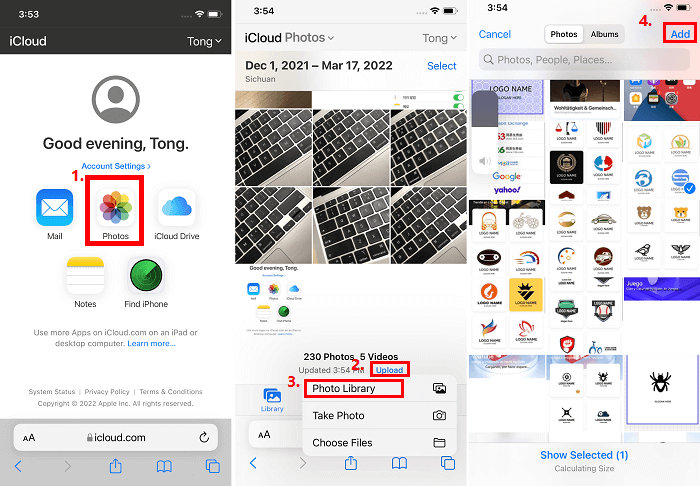 add photos to icloud on iphone