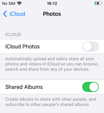 check iCloud Photos option