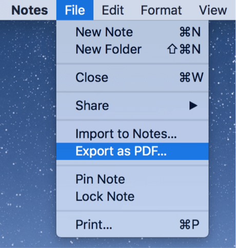 export notes on mac