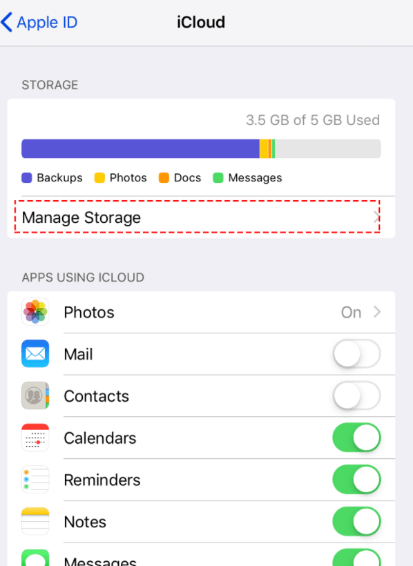 manage iCloud storage