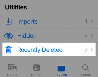 recently deleted photos