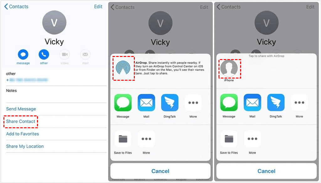 how to airdrop contacts ios 17