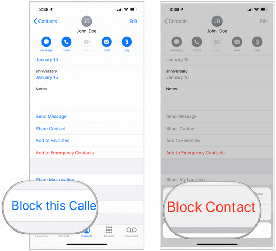 block contacts