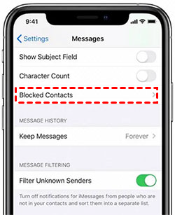 Check Blocked Messages or Contacts