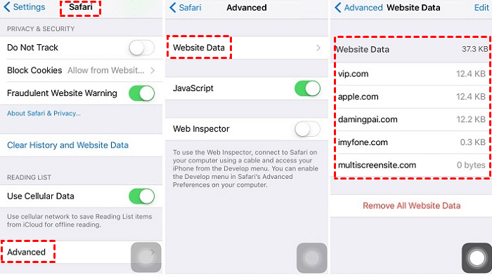 Find Deleted Safari History from iPhone Settings