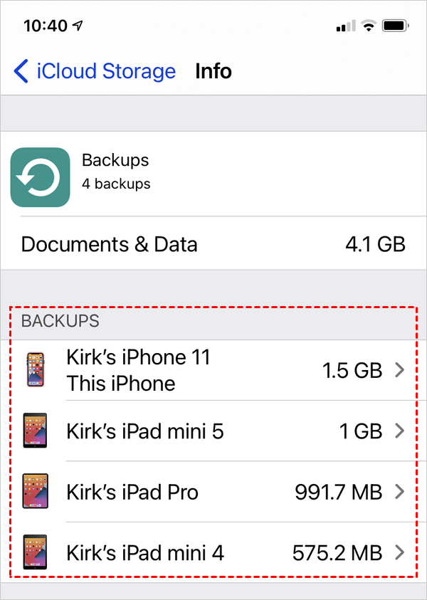 Delete Outdated iCloud Backups