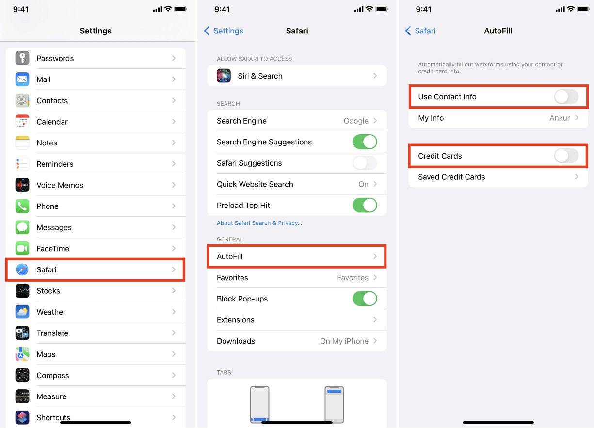 disable autofill feature