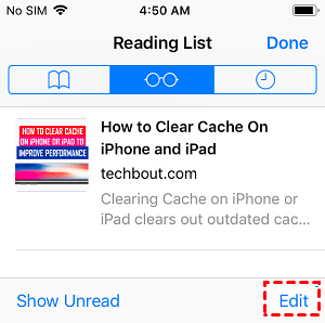 how to clear reading list on iphone
