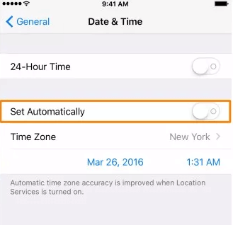 set automatically data time iphone