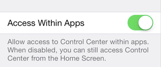 iphone control center won't swipe down